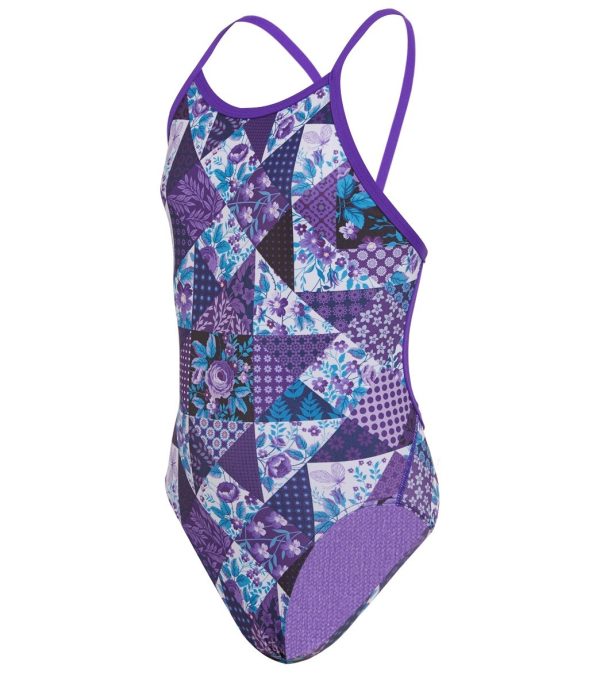Amanzi Girls  Purple Plaid One Piece Swimsuit Online Sale