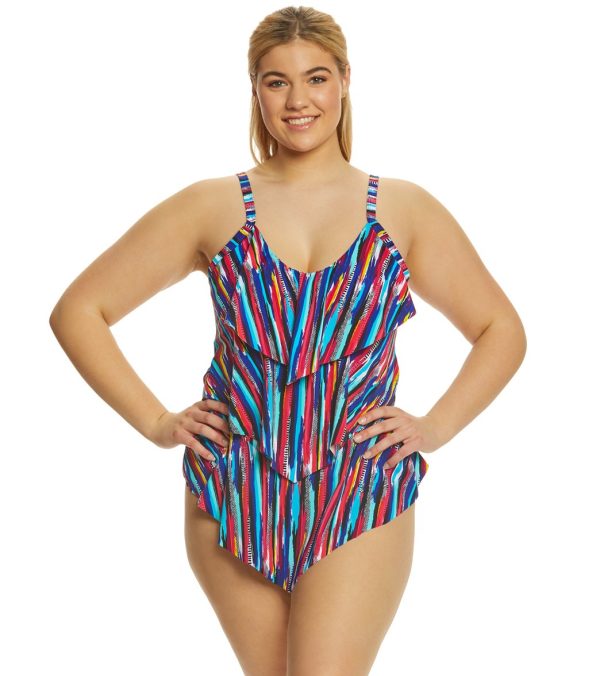 Ceeb Plus Size Sunset Tankini Top For Cheap